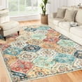 thumbnail image 3 of CAROMIO Moroccan Trellis Distressed Area Rugs Stain Resistant Non-Slip Floor Carpet Rug Vintage Medallion Accent Rug, 4' x 6' Orange, 3 of 6