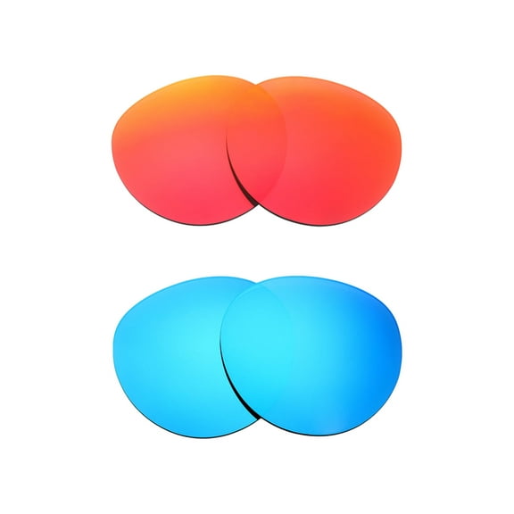 Walleva Polarized Fire Red   Ice Blue Replacement Lenses For Ray-Ban RB3647-N 51mm