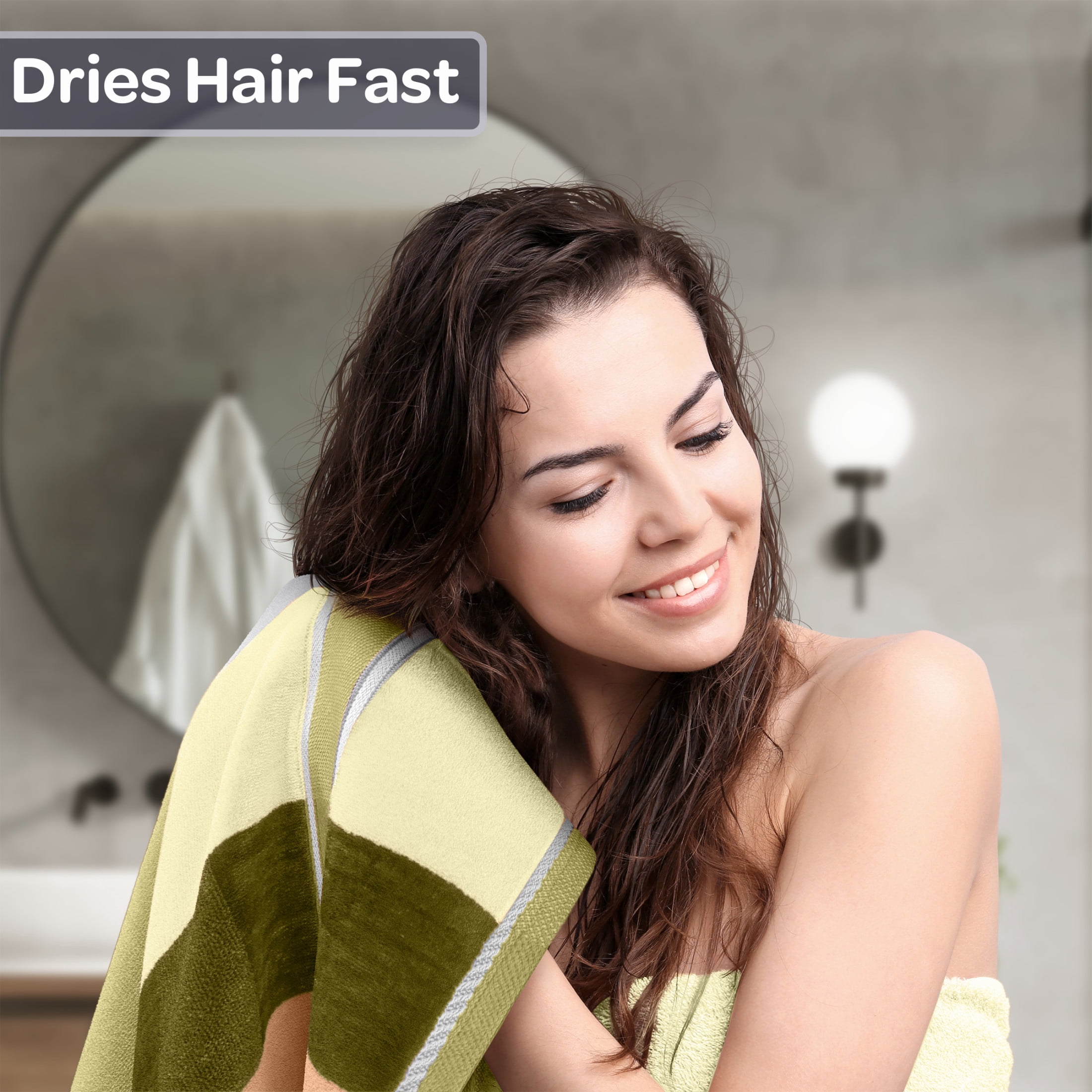 Lavish Home 2PC Cotton Towel Set - 35x70in Extra Large Bath Towels (Green)