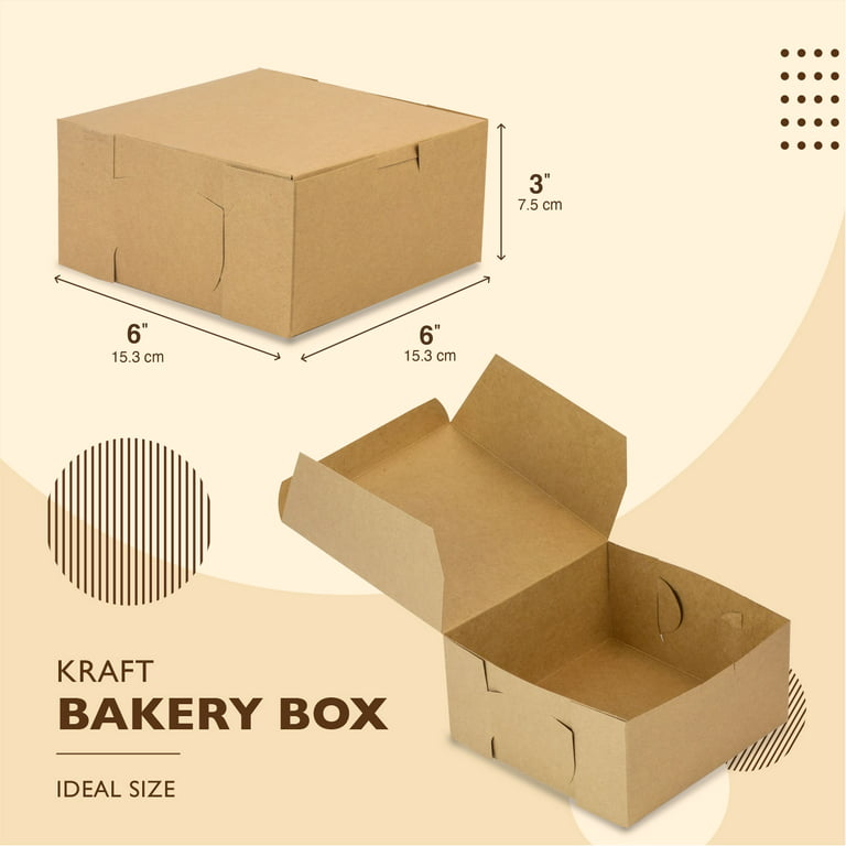 250 Pack] Kraft Pie Boxes - 6x6x3 Inch Brown Boxes for Baked Goods - Small  Boxes for Cookies, Cake, Cheesecake, Muffins, Dessert, Macaroon, Sweets -  Bulk Recyclable Paper Cardboard Square Gift Boxes 
