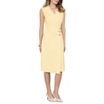 thumbnail image 4 of INSPIRE CHIC Women's Notch Lapel Wrap Neck Dress Sleeveless Slit Front Ruched Pencil Dresses S Yellow, 4 of 5