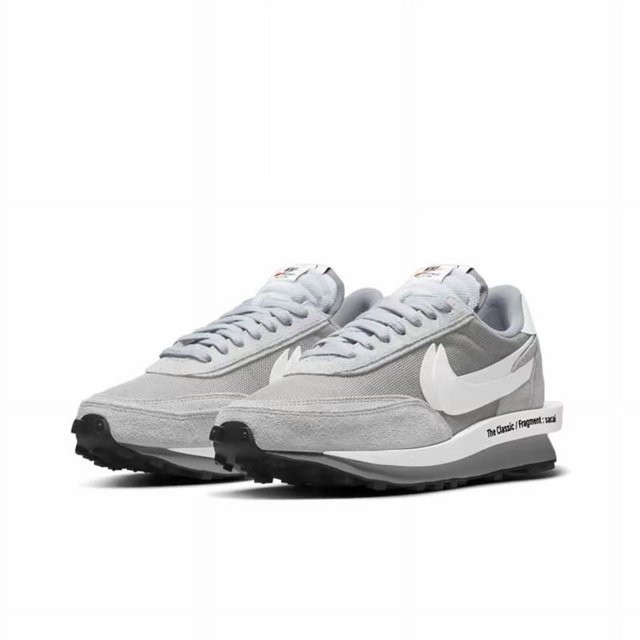 Zapatillas Sacai LDWaffle grises y blancas unisex de corte bajo, cómodas, con amortiguación, informales, para correr