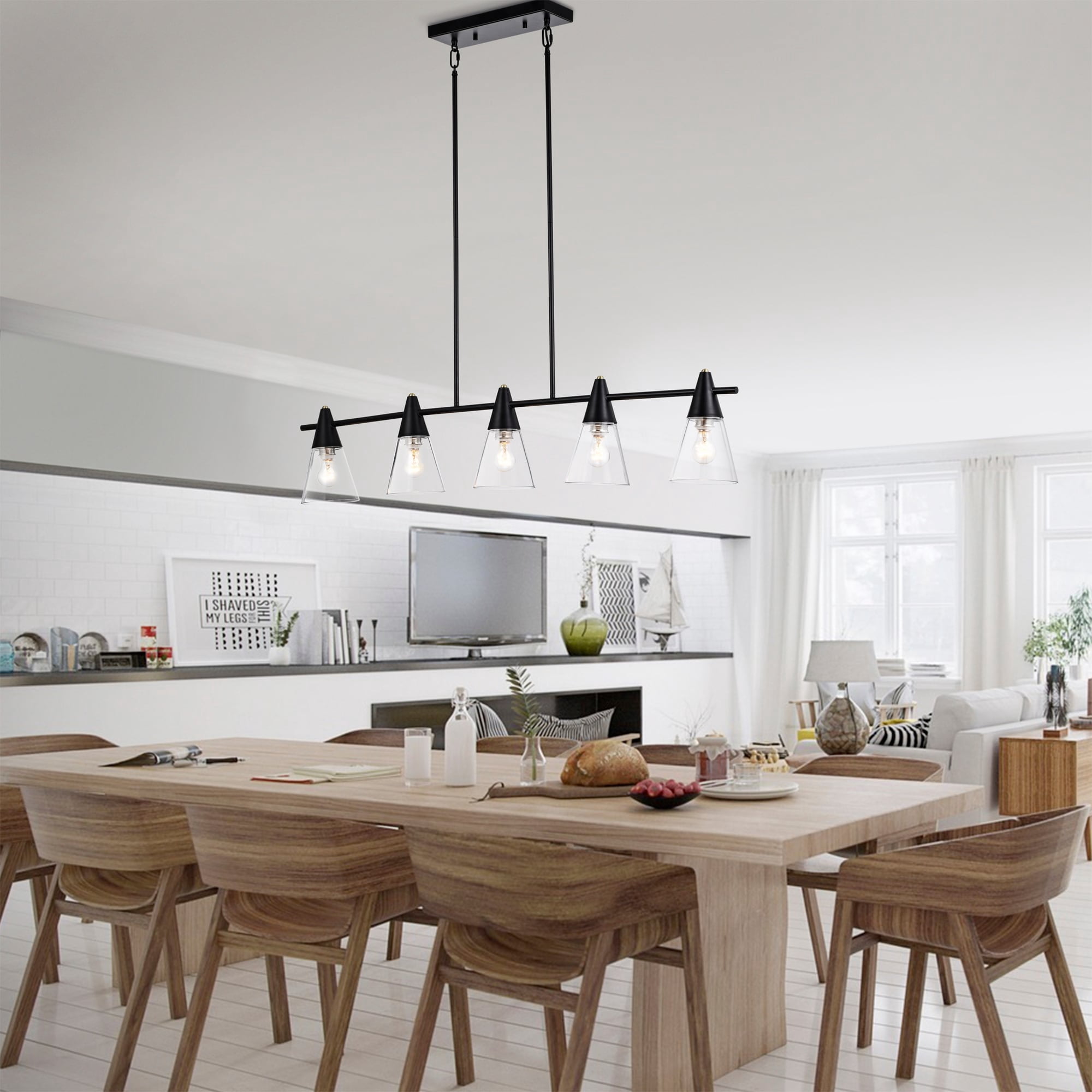 Mooncheeks 10 in. 5-light Indoor Matte Black Finish Chandelier with Light Kit