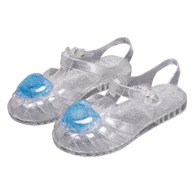 Roman Sandals for Girls, Soft Jelly Sole, Breathable Hollow Design, Princess Style, Silver Color, Beach Party Wear
