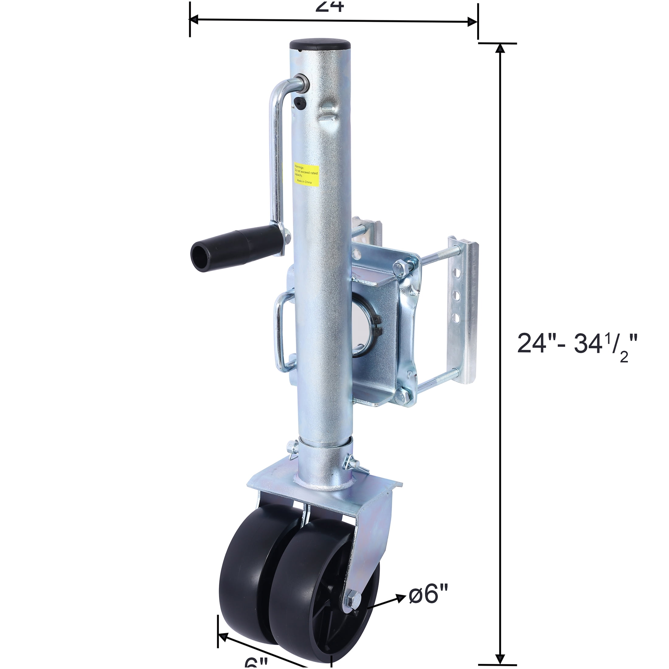 JERFIT 1500 lb Bolt-On Trailer Tongue Jack with Swivel Wheel - 34.5" Heavy Duty Jack Stand for Boat, RV, Horse & Utility Trailers