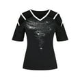 thumbnail image 3 of DYMADE Women's Sequins Short Sleeve V-Neck Cold Shoulder Summer T-Shirts Blouse Tops, 3 of 4