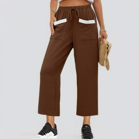 Clearance Items! Cotton Underwear for Women Polyester Pants For Women Women s Comfortable Casual Ice Silk Pants Lightweight Design Pocket Details Wide Leg Style Perfect for Relaxed Days