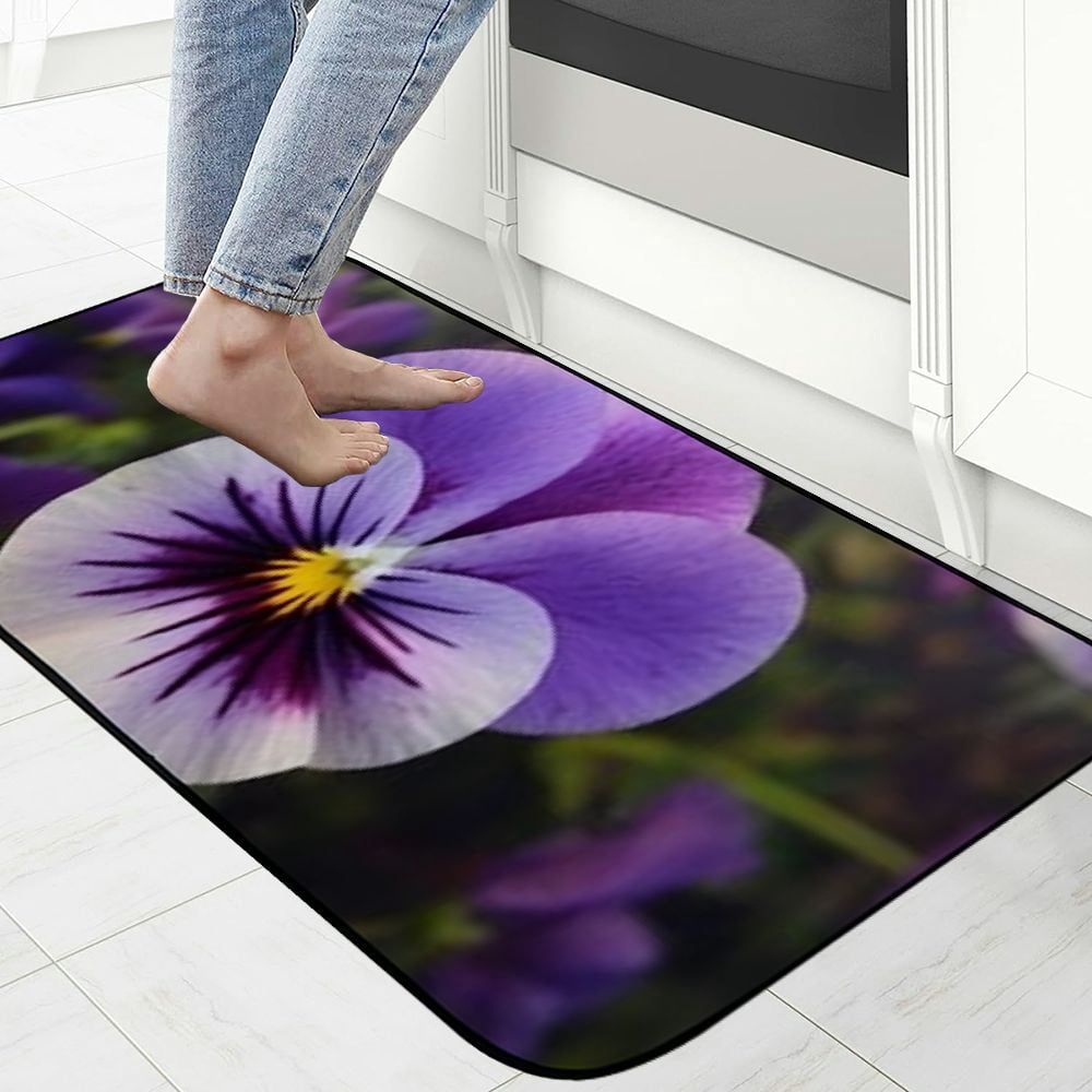 Heduofu Decorative Door Mat, Door Mat with Non-Slip Rubber Backing, Easy Cleaning, Traps Dirt, Rug for Entry, Patio, Garage  - Flower Pansy Plant Nature Leaf Garden Blooming 19.68*47.24 in