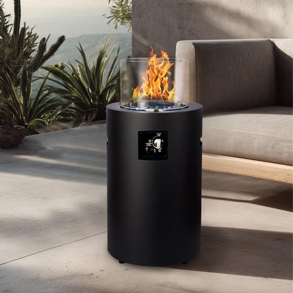 Small Propane Fire Pit Outside 17 Inch Gas Round Column