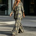 thumbnail image 3 of Women's Plus-Size Two-Piece Set Loose, Long-Sleeved Top Bottom with Foil-Print Detail 2026 Fall Fashion Outfits(Grey,S), 3 of 5