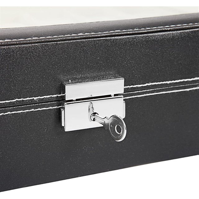 24 Slots Watch Box 2 Layers Mens Watch Display Organizer Lockable Watch Case Glass Top Jewelry Watch Collection Storage Box Organizer with 20 Removable Soft Cushions for Men Women (Black)