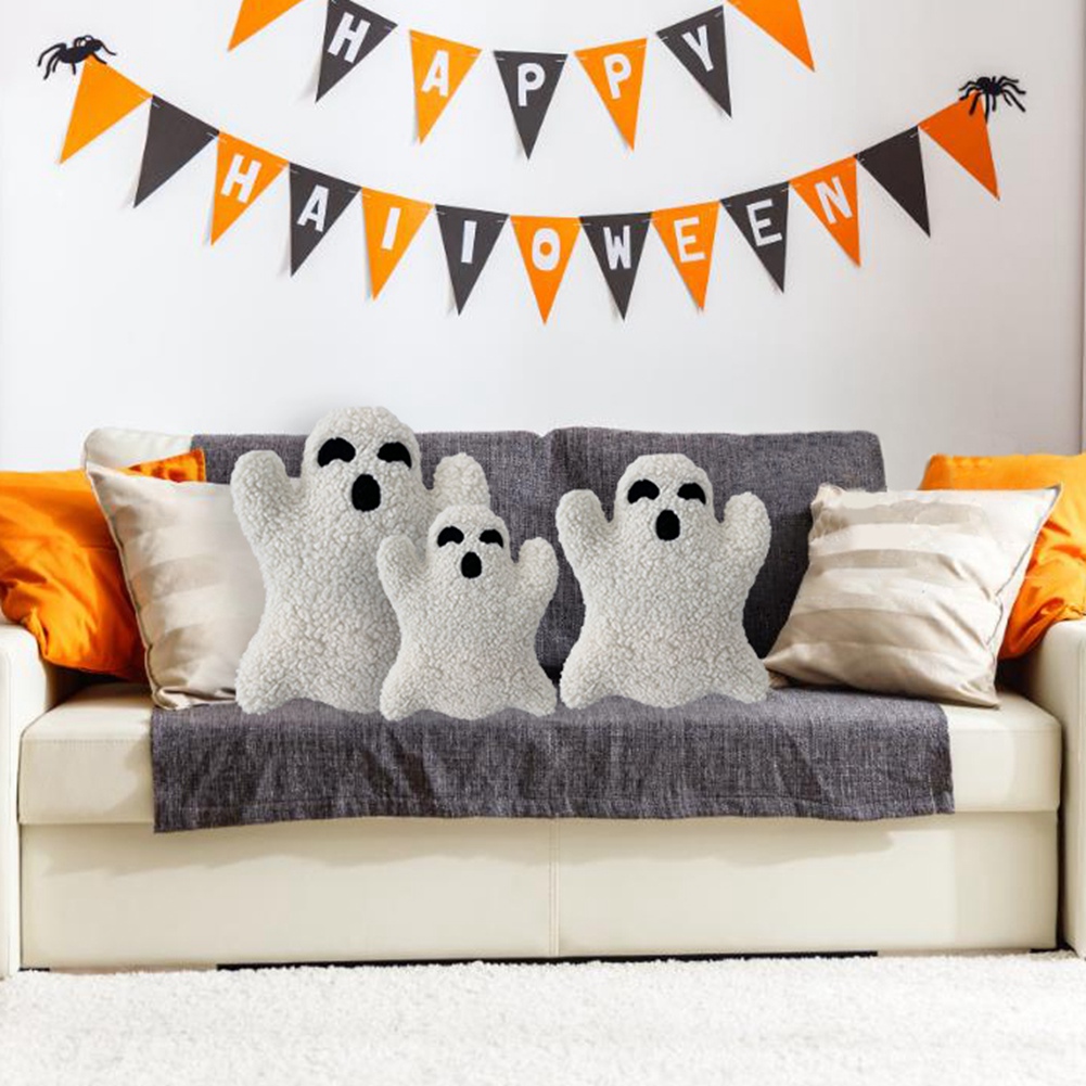 3pcs Ghost Halloween Pillows,Halloween Throw Pillow Stuffed Ghost Shaped Pillow Cute Soft Ghost Throw Pillow for Halloween Party Outdoor Home Decorations(L M S)