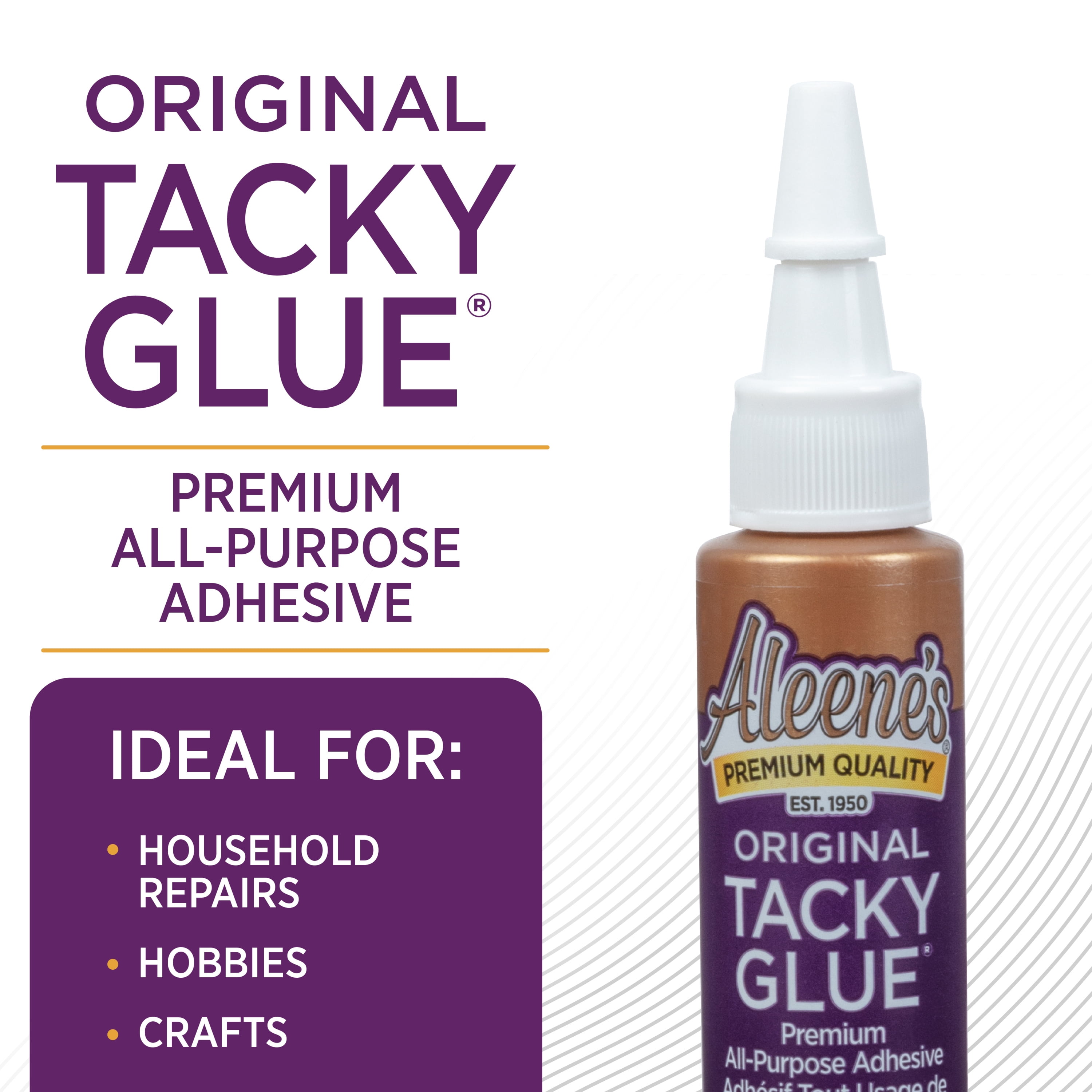 (3 pack) Aleene's Original Tacky Glue 0.66 fl oz, White Premium All-Purpose Adhesive Travel Size