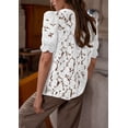 thumbnail image 2 of Blusa PRETTYGARDEN de encaje para mujer, manga corta, color blanco, talla M, 2 of 6