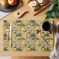thumbnail image 2 of Yellow Lemon Placemats Set of 4, Brown Vintage Summer Fruit Watercolor Placemats for Dining Table, Place Mats for Kitchen Tabletop, Waterproof Wipeable Dining Table Mats Set, 2 of 9