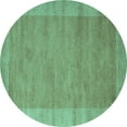 thumbnail image 1 of Ahgly Company Machine Washable Indoor Round Abstract Turquoise Blue Contemporary Area Rugs, 6' Round, 1 of 4