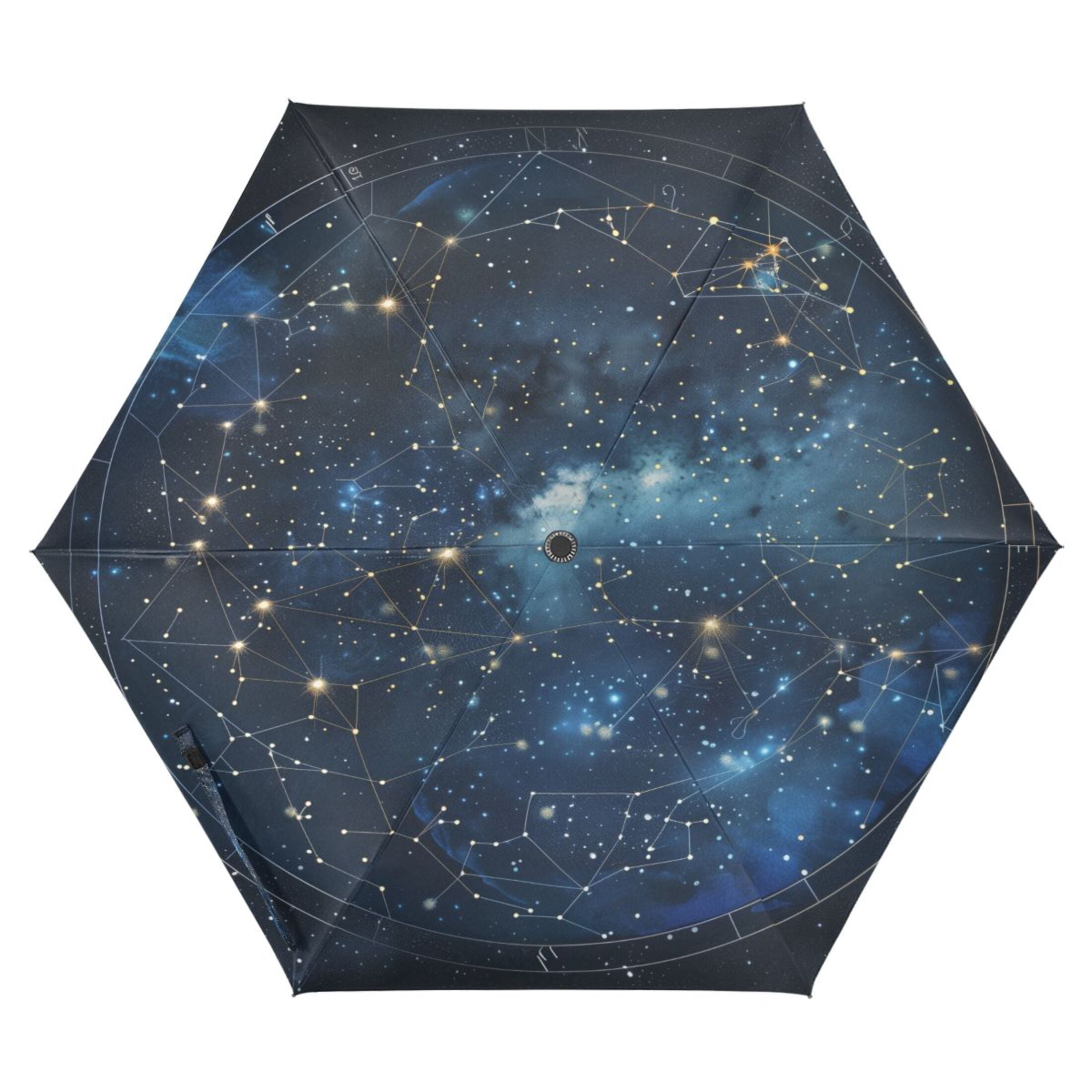 Compact Sun Umbrella Windproof Travel Umbrellas for Rain Strong Portable UV Protection Star Constellation