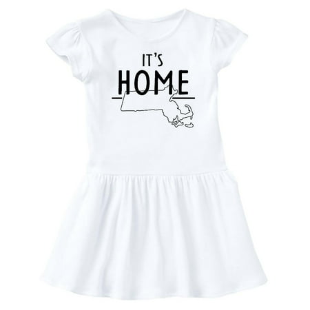 

Inktastic It s Home- State of Massachusetts Outline Gift Baby Girl Dress