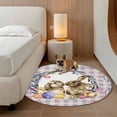 thumbnail image 2 of Easter Bunny Round Area Rug 3.3Ft Washable Circle Rugs for Dining Room Table, Spring Easter Eggs Chick Floral Purple Check Non-Slip Carpet Floor Mats Indoor Outdoor Carpet Runner Aesthetic Home Decor, 2 of 8