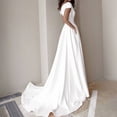 thumbnail image 4 of Vestido de noche blanco para mujer Vestido formal largo de color liso Vestido con abertura y cintura alta Vestido de fiesta sin mangas con escote en V, 4 of 5