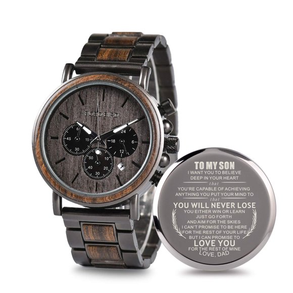 Reloj 2win W*Q26-1 de 44 mm con caja de madera y acero y cronógrafo