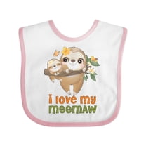 Inktastic Sloth I Love My Meemaw Boys or Girls Baby Bib
