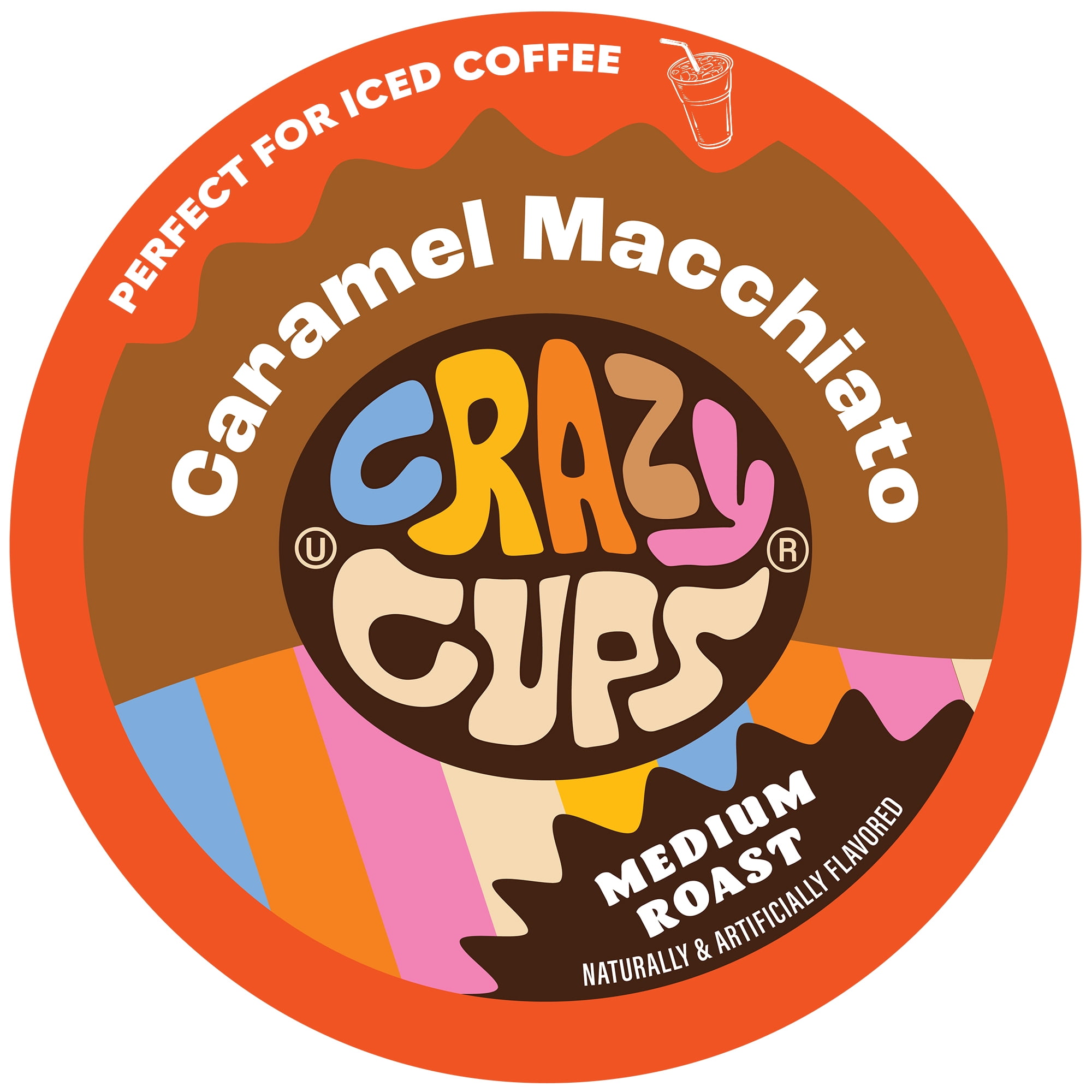 Crazy Cups, Caramel Macchiato coffee pods, Medium Roast, 22 Count For Keurig K Cup Machines