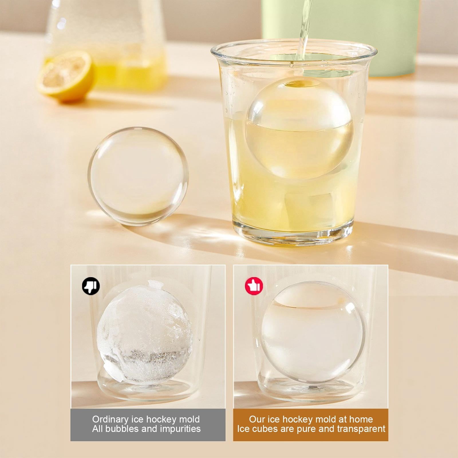 Ice Ball Maker with Lid Leakproof Silicone Freezer Mold Slow Melting Round Ice Spheres for Whiskey Cocktails and Drinks