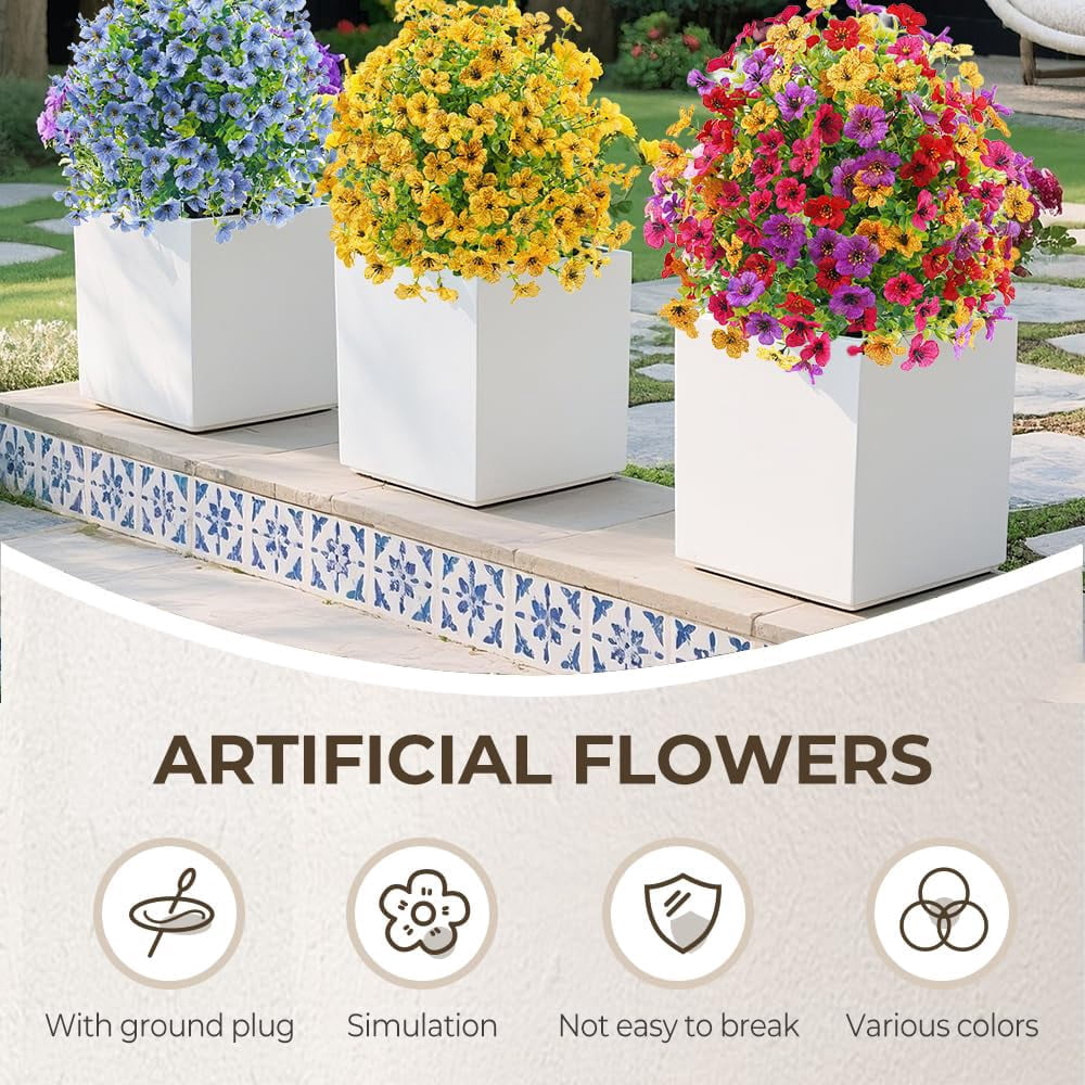 24 Inch Outdoor Artificial Flower Stakes with Ground Spike – Lifelike Faux Flowers for Lawn, Garden, Yard, Patio & Home Décor
