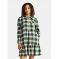 thumbnail image 2 of Time and Tru Women's Plaid Mini Dress with Long Sleeves, Sizes XS-XXXL, 2 of 5