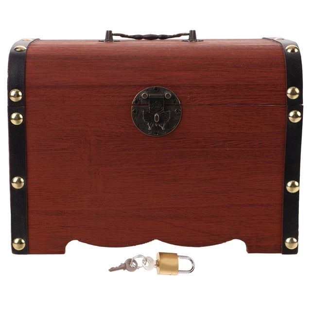 WEUVEB 1Pack Money Box For Kids And Adults With Retro Style And Lockable Feature In Brown 12X5.8X5.7In