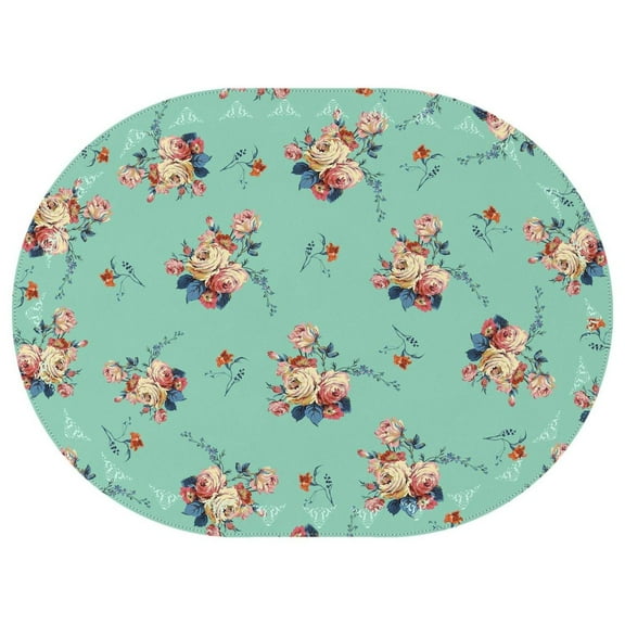 Oval Waterproof Tablecloth Green Floral Reusable Indoor/Outdoor Durable Table Cover 54 Inch X 72 Inch