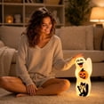 thumbnail image 4 of LOWLHOME Halloween Blow Mold Ghost with Black Cat, Halloween Glowing Spooky Decor Cute LED Lamp, Ghost Pumpkin Night Light, Shelf Battery Operated Table Ornament, 11.8", 4 of 5