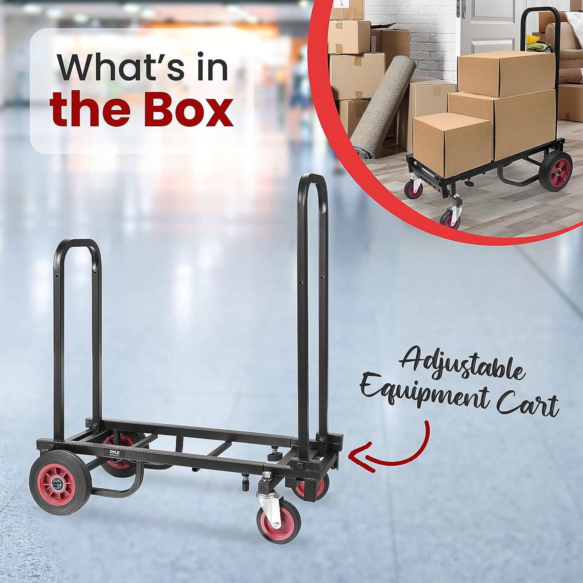Pyle Compact Adjustable Folding Hand Truck Dolly Platform Multi Cart, Black