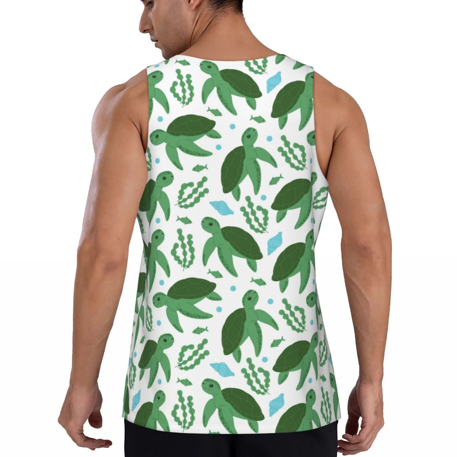 thumbnail image 3 of Easygdp Cartoon Turtle Men's Tank Top, Sleeveless Muscle T Shirts, Breathable, Quick-Dry, Loose for Gym, Running, Fitness - Small, 3 of 9