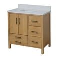 thumbnail image 2 of California 36" Bathroom Vanity with Walnut Veneer Cabinet and Matte White Top, 2 of 7