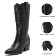 thumbnail image 3 of Love Steetly Cowboy Boots for Women Western Cowgirl Chunky Heeled Mid Calf Boot Pointed Toe Comfort Casual Fashion Calf High Womens Knee-High Boots., 3 of 6