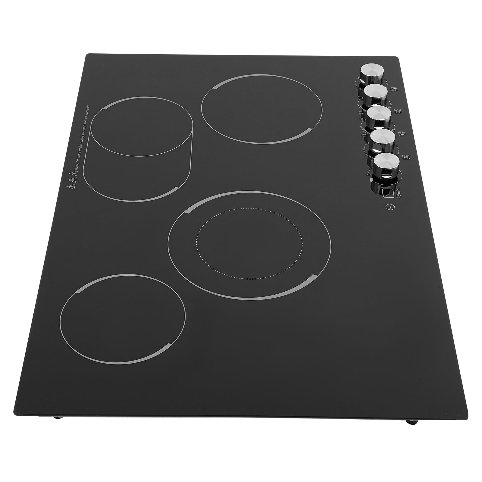 4 Burner Electric Cooktop, Countertop or Built-In Ceramic Glass Stove with Timer & Child Lock, 110V Infrared Heating, 5 Power Levels, Auto Pan Detection for Home Kitchen, RV (Black)