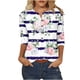 thumbnail image 2 of Fiudx Camisas de Mujer Camiseta Holgada de Manga 3/4 con Botones Estampados para Mujer, 2 of 4