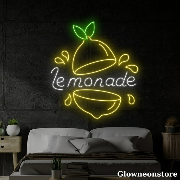 Glowneon Lemony Neon Sign, Lemonade Led Sign, Lemon Led Sign, Fruit Shop Decor, Restaurant Decor