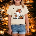 thumbnail image 6 of Toddler Baby Girl Halloween Shirt Kid Cute Bow Ghost T-Shirt Kids Short Sleeve Spooky Season Gift Tee Tops 7-8 Years Beige, 6 of 7