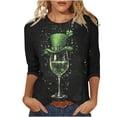 thumbnail image 2 of JTZGDY Plus Size St. Patrick's Day Tops for Women Dressy Casual Green Shamrock Clover Pattern Print 3/4 Sleeve Crewneck Tunic Shirts Loose Oversized Comfy Holiday Outfit Tees Blouse, 2 of 6