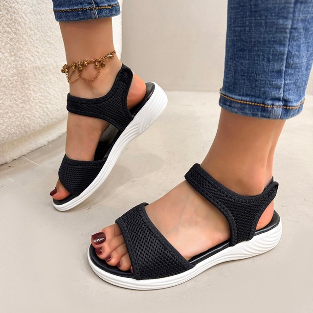 Gspmoly Sandales à Enfiler pour Femmes, Pantoufles Décontractées Mode pour Femmes à Bout Rond, Chaussures de Plage Confortables Décontractées, Pantoufles pour Femmes Noires 42