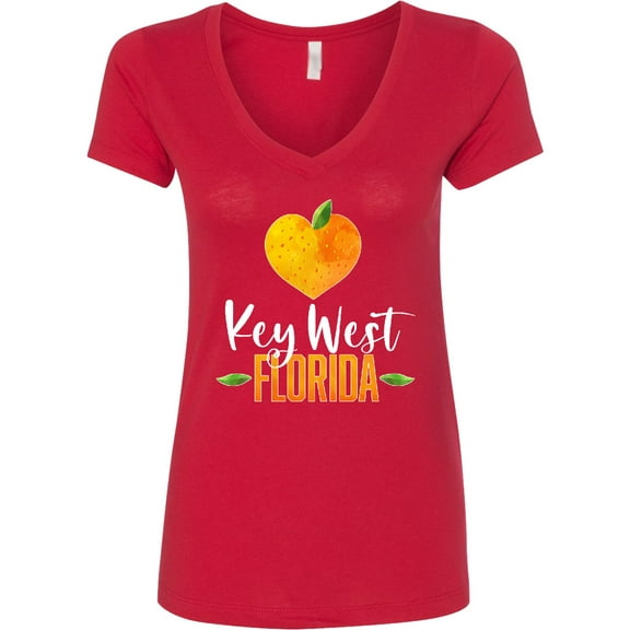 Inktastic Key West Florida Orange in Heart Women's V-Neck T-Shirt
