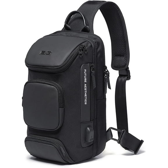 OZUKO Sling Backpack Sling Bag Crossbody Backpack Shoulder Casual Daypack Rucksack for Men Black