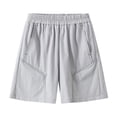 thumbnail image 3 of Karoyedx Toddler Athletic Shorts Boys Kids Cargo Shorts for Boys Elastic Waistband with Drawstring with Double Pockets Grey Size,13-14 Years, 3 of 6