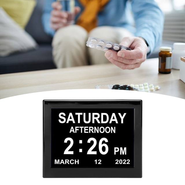 Reloj Electrónico, Multifunción, Reloj Con Calendario Digital De 8 Pulgadas, Alarma De 12 Grupos, Recordatorios De Medicamentos De 3 Grupos Para Personas Mayores