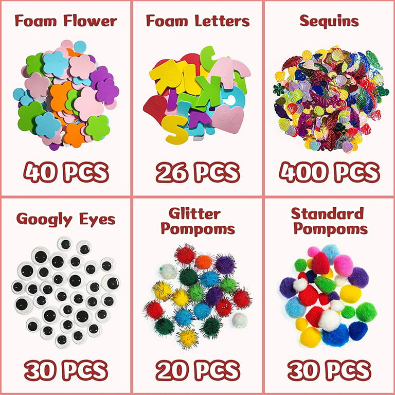 50 Arts and Crafts for Kids, 400 Pieces Art Supplies Craft 50 DIY Box