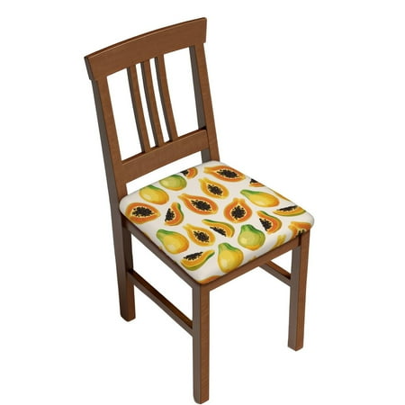 

Square Chair Cushions Cover Tropical Papaya Elastic Office Chair Cover for Dining Chairs with Ties and Removable Cover Desk Chair Seat Cushion Protectors set of 4