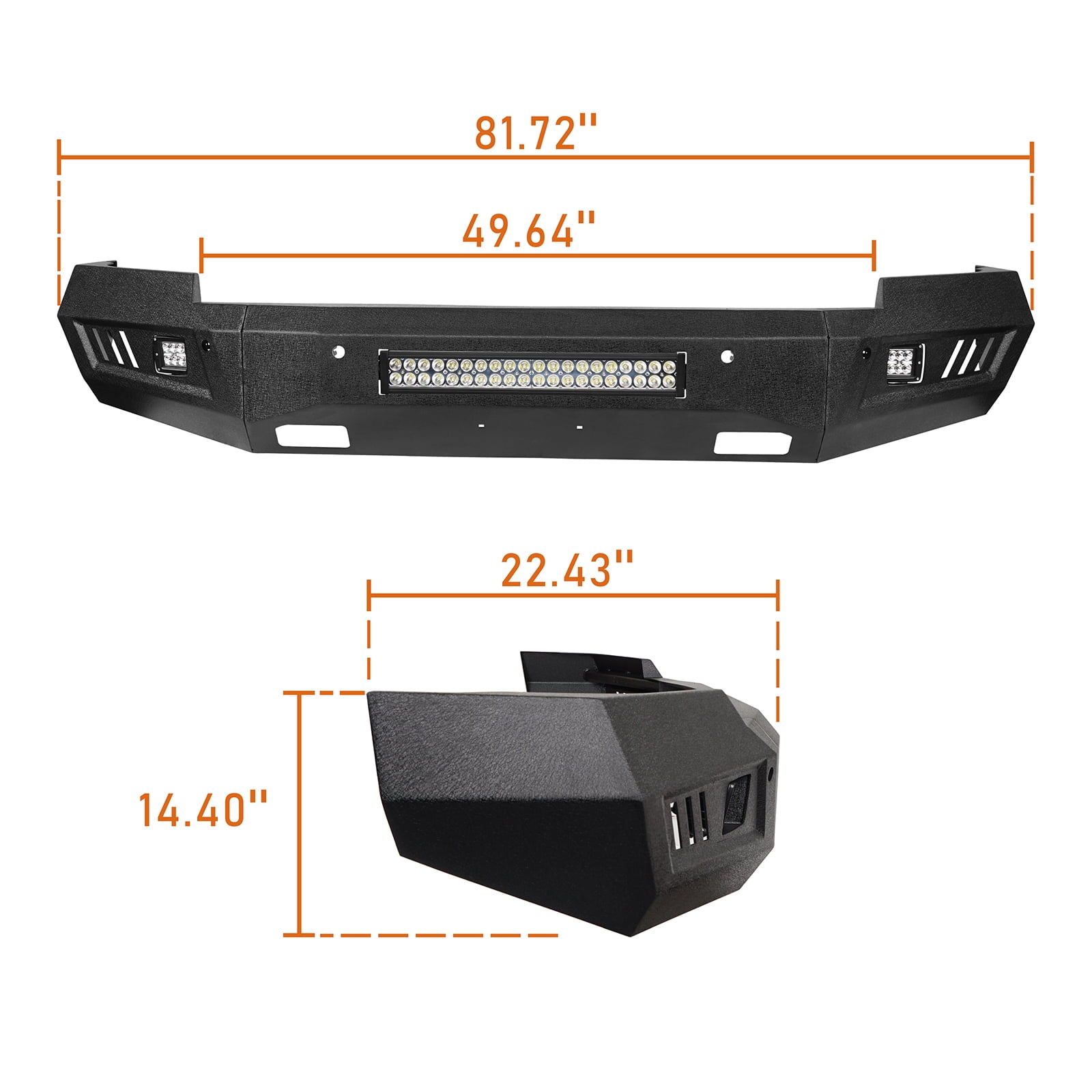 Hooke Road Fit Chevy Silverado 1500 2014 2015 Full Width Front Bumper Steel